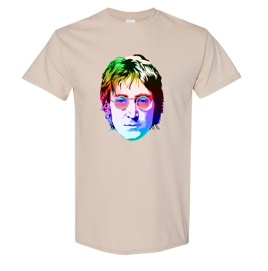 Men's John Lennon Face Art Music Cotton T-Shirt