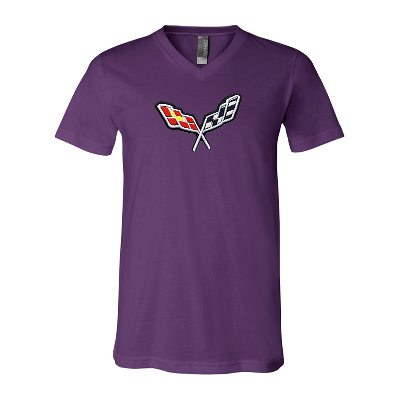 Embroidered Corvette BELLA CANVAS - Jersey V-Neck T-Shirt