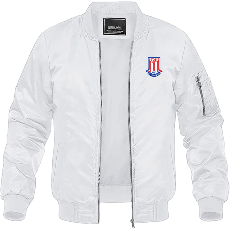 Men's Stoke City Soccer Lightweight Bomber Jacket Windbreaker Softshell Varsity Jacket Coat
