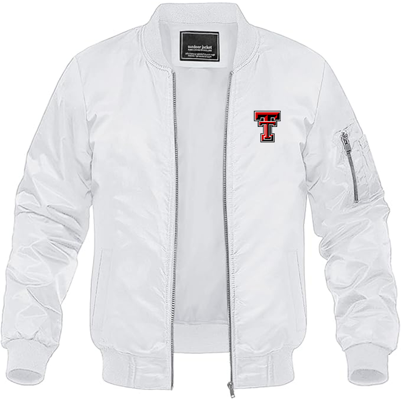 Men's Texas Tech Red Raiders Lightweight Bomber Jacket Windbreaker Softshell Varsity Jacket Coat