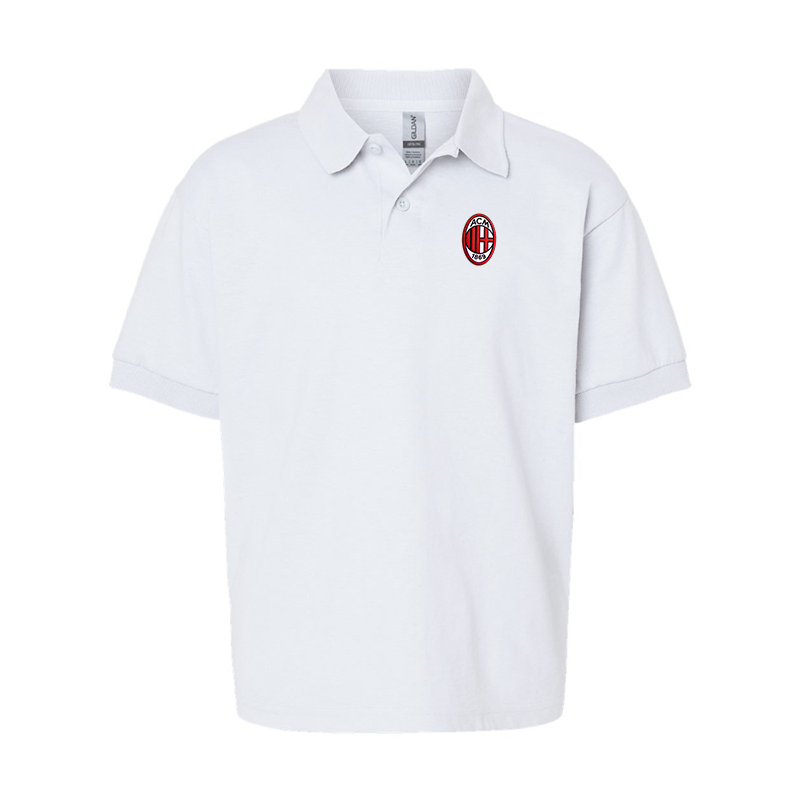 Gildan Dry Blend Youth Embroidered AC Milan Jersey Polo