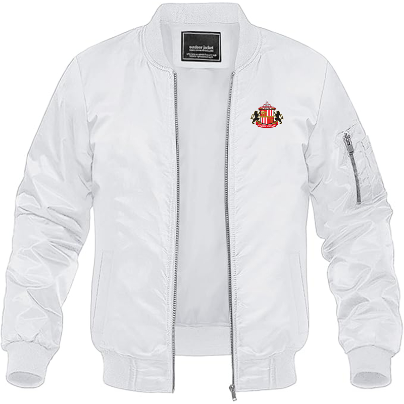Men's Sunderland AFC Soccer Lightweight Bomber Jacket Windbreaker Softshell Varsity Jacket Coat