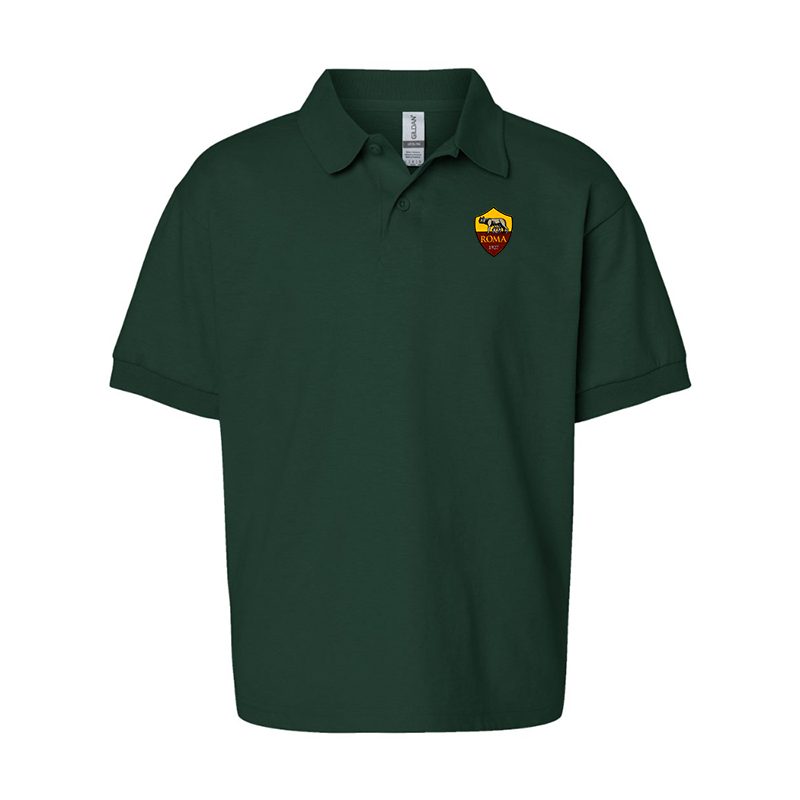Gildan Dry Blend Youth Embroidered AS Roma Jersey Polo