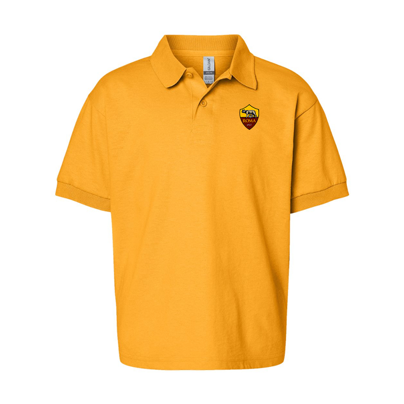 Gildan Dry Blend Youth Embroidered AS Roma Jersey Polo
