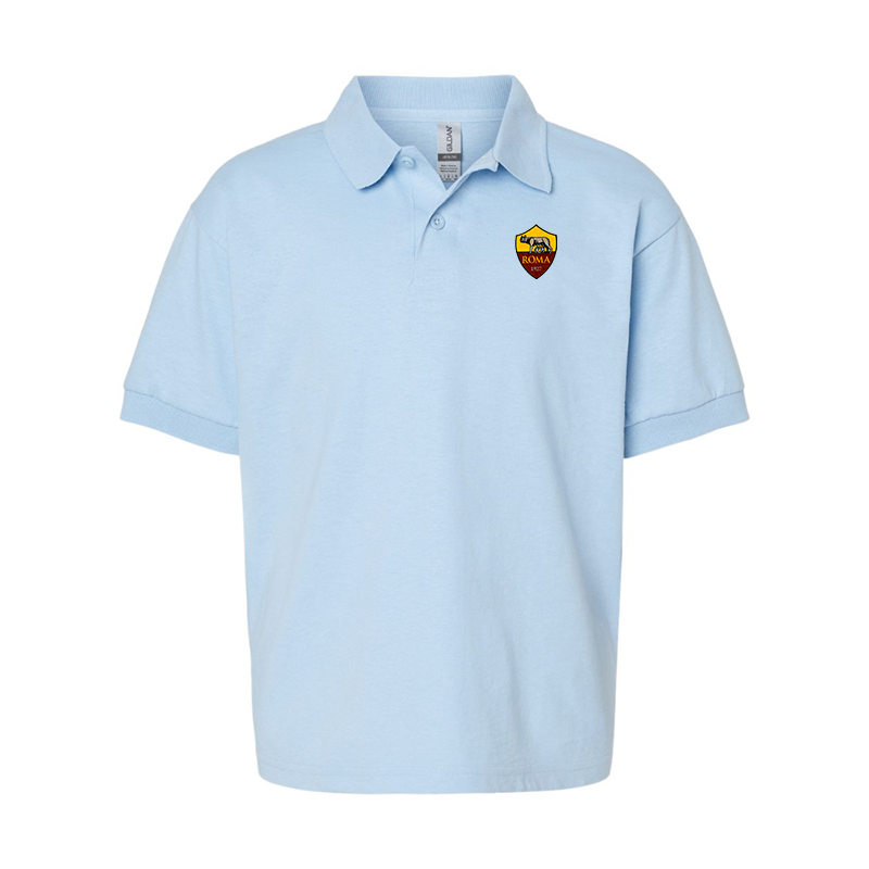 Gildan Dry Blend Youth Embroidered AS Roma Jersey Polo