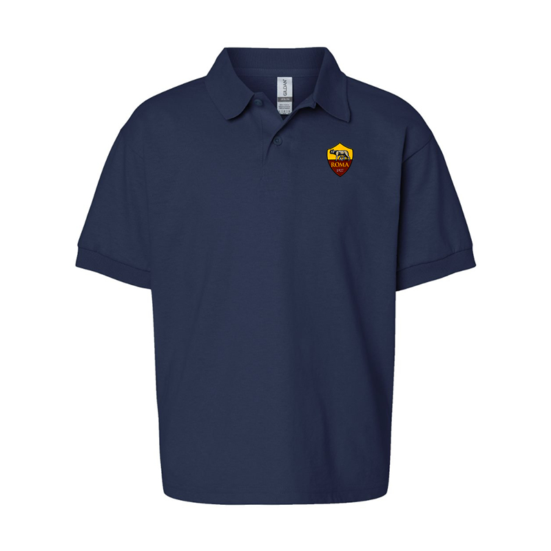Gildan Dry Blend Youth Embroidered AS Roma Jersey Polo