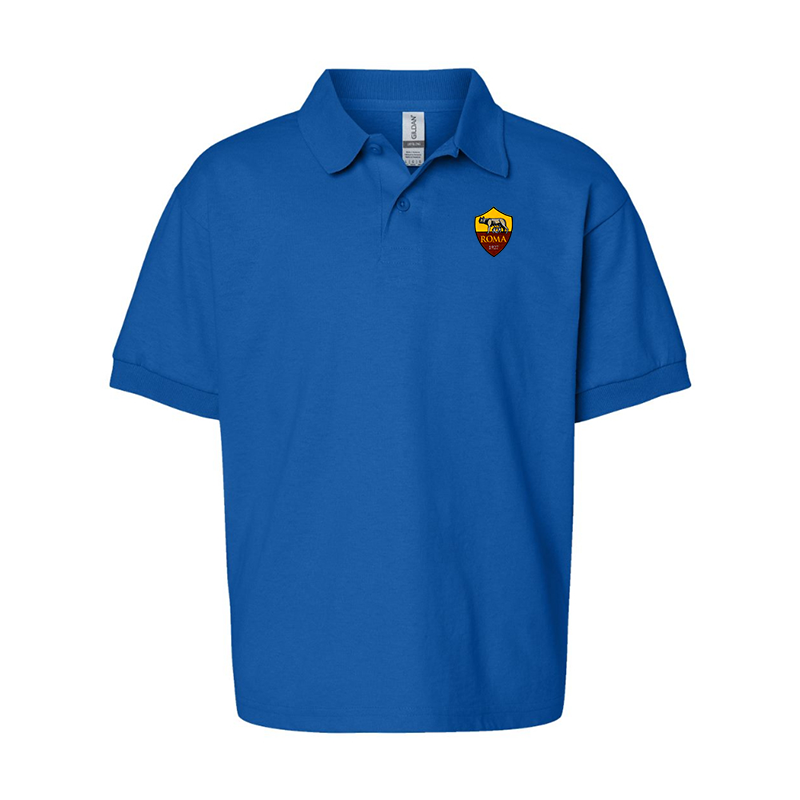 Gildan Dry Blend Youth Embroidered AS Roma Jersey Polo