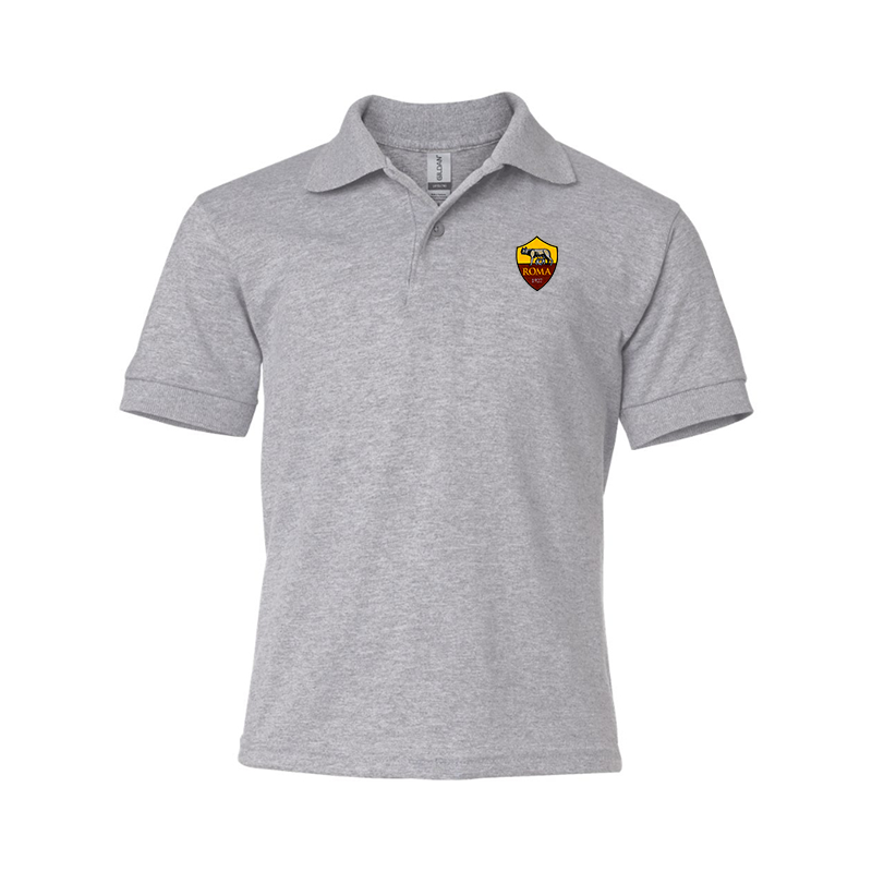 Gildan Dry Blend Youth Embroidered AS Roma Jersey Polo