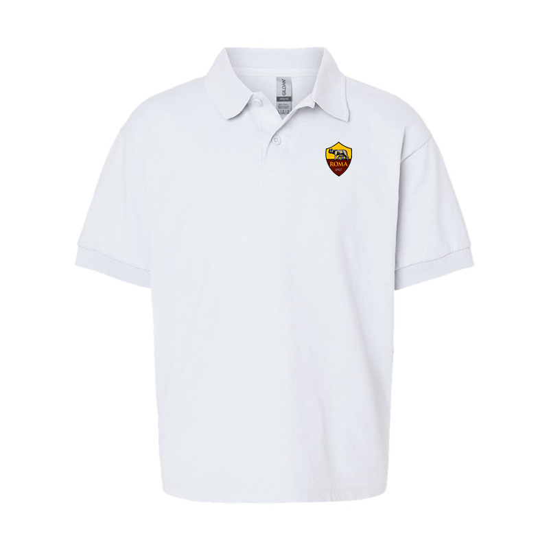 Gildan Dry Blend Youth Embroidered AS Roma Jersey Polo