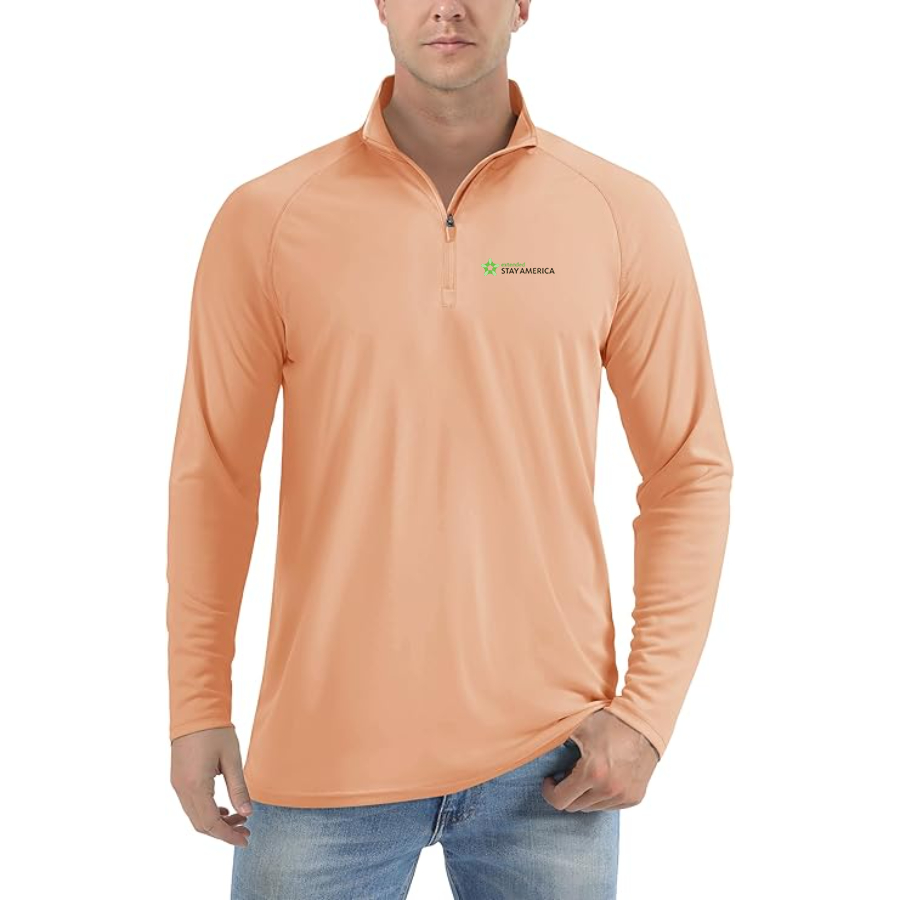 Men's Extended Stay America  Lightweight Quarter-Zip Athletic Shirt Long Sleeve Performance Wear