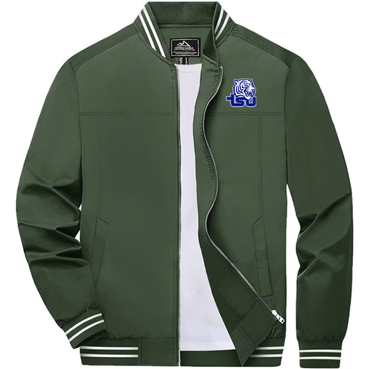 Men's  Tennessee State Tigers Zip-Up Bomber Jacket with Ribbed Collar and Cuffs Versatile Casual Outerwear