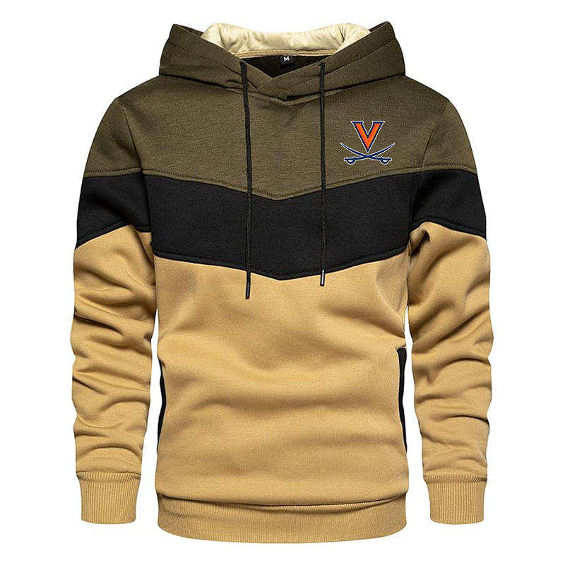 Men's  Virginia Cavaliers  Gesean  Novelty Color Block Pullover Fleece Hoodie Long Sleeve Casual