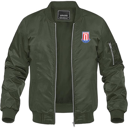 Men's Stoke City Soccer  Lightweight  Bomber Jacket Windbreaker Softshell Varsity Jacket Coat
