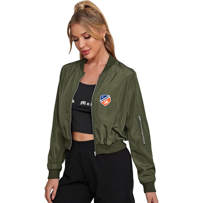 Women's FC Cincinnati  Lightweight Bomber Biker Jacket Zip up Windbreaker Crop Bomber Jacket Coat