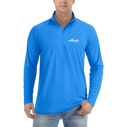 Men's Alaska Airline Lightweight Quarter-Zip Athletic Shirt Long Sleeve Performance Wear