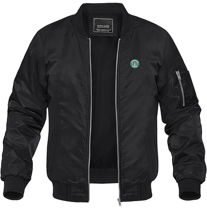 Men's Starbucks Coffee Lightweight Bomber Jacket Windbreaker Softshell Varsity Jacket Coat