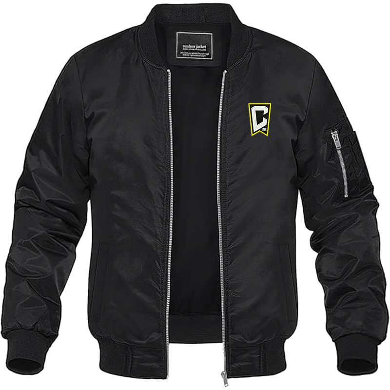 Men's Embroidered Columbus Crew Soccer Lightweight Bomber Jacket Windbreaker Softshell Varsity Jacket Coat