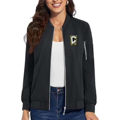 Women's Columbus Crew Soccer Embroidered  Premium Bomber Jacket with Polished Detailing and Functional Sleeve Pocket Modern Luxury Outerwear