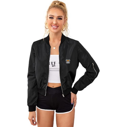 Women's Straw Hat  Lightweight Bomber Biker Jacket Zip up Windbreaker Crop Bomber Jacket Coat