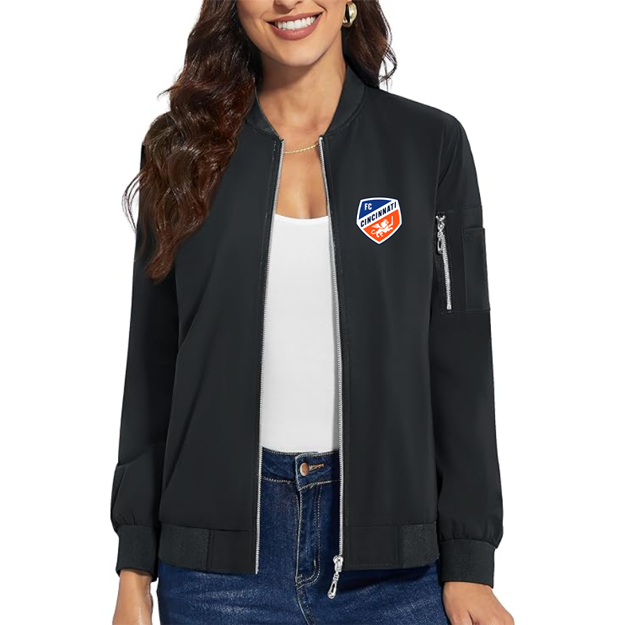 Women's FC Cincinnati Premium Bomber Jacket with Polished Detailing and Functional Sleeve Pocket Modern Luxury Outerwear