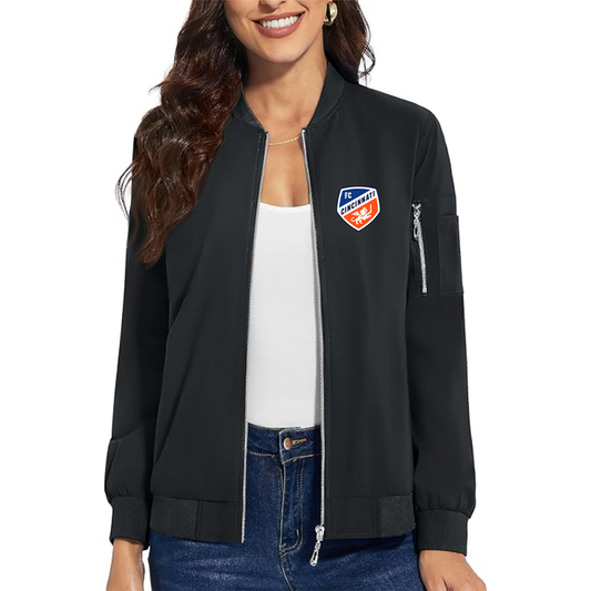 Women's FC Cincinnati Premium Bomber Jacket with Polished Detailing and Functional Sleeve Pocket Modern Luxury Outerwear