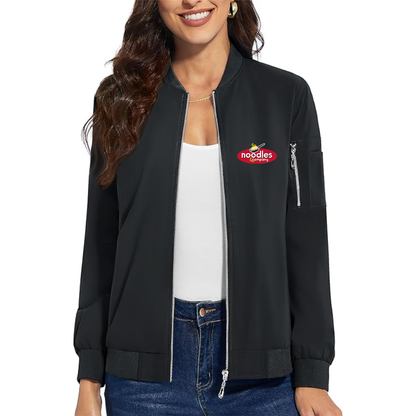 Women's Noodles & Company  Premium Bomber Jacket with Polished Detailing and Functional Sleeve Pocket Modern Luxury Outerwear