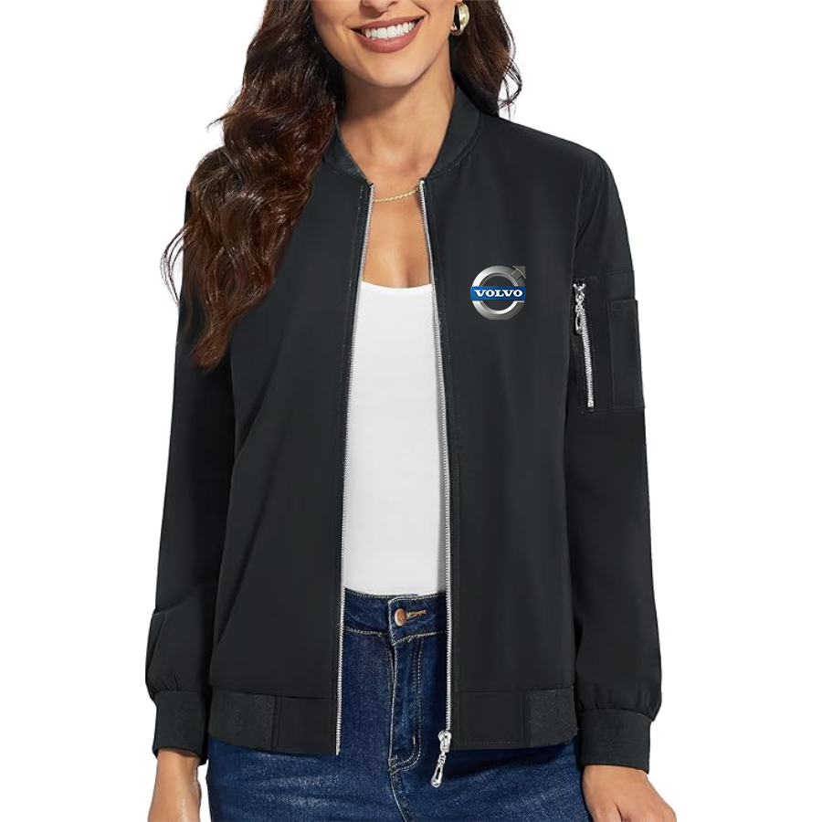 Women's  Volvo Car  Premium Bomber Jacket with Polished Detailing and Functional Sleeve Pocket Modern Luxury Outerwear