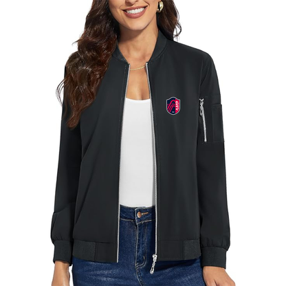 Women's  St. Louis City Soccer Premium Bomber Jacket with Polished Detailing and Functional Sleeve Pocket Modern Luxury Outerwear