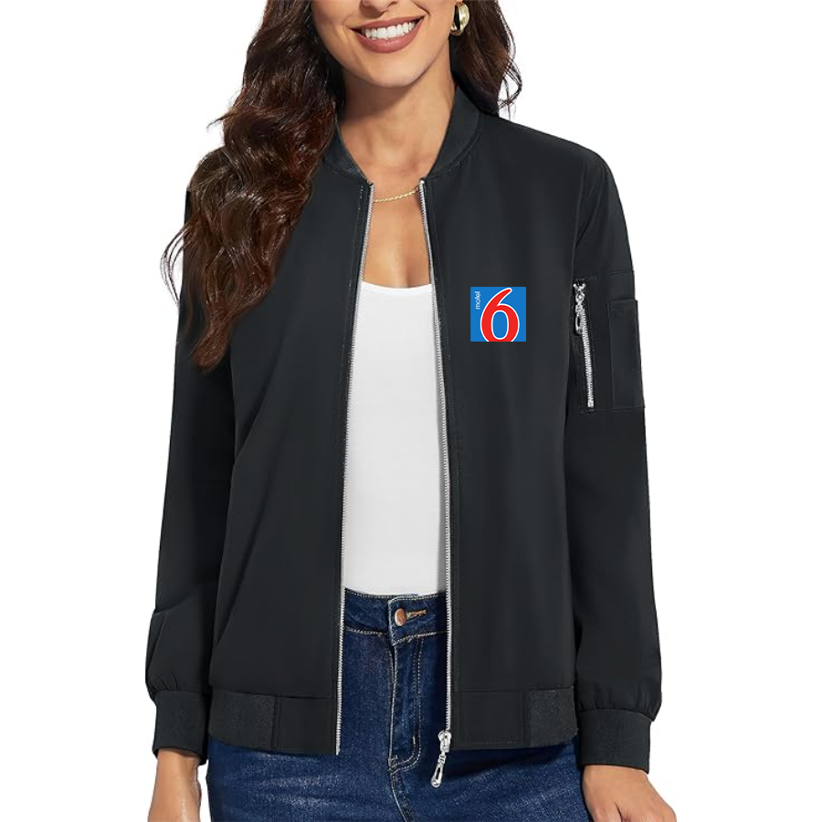 Women's Motel 6 Premium Bomber Jacket with Polished Detailing and Functional Sleeve Pocket Modern Luxury Outerwear