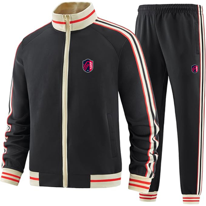 Men's St. Louis City Soccer Tracksuit with Bold Striped Accents and Zippered Front