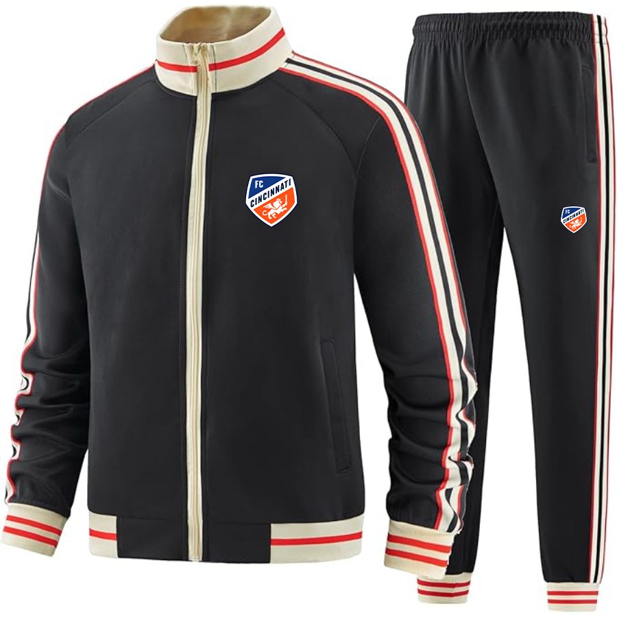 Men's FC Cincinnati Tracksuit with Bold Striped Accents and Zippered Front