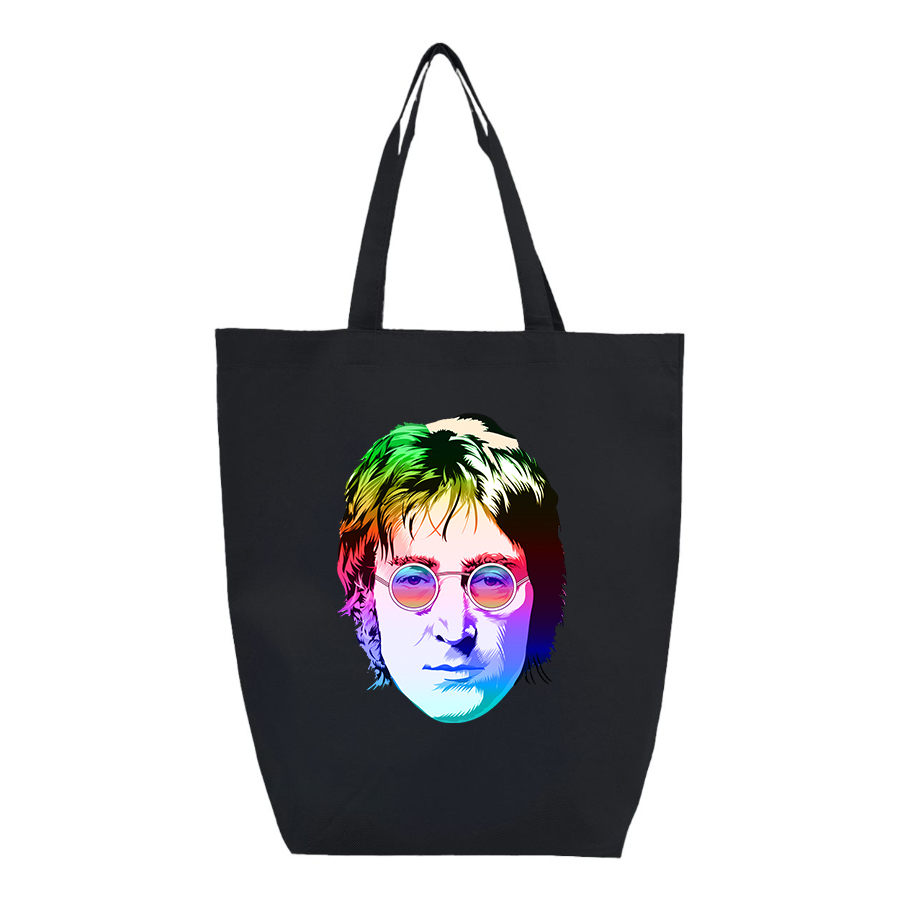 John Lennon Face Art Music Q-Tees Non-Woven Gusset Bottom Tote