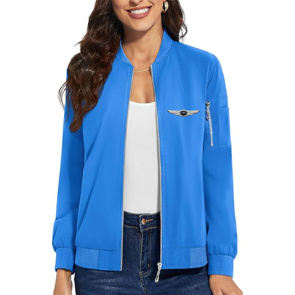 Women's  Genesis  Premium Bomber Jacket with Polished Detailing and Functional Sleeve Pocket Modern Luxury Outerwear