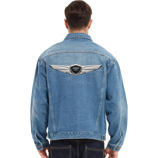 Men's Genesis Car Vintage Distressed Denim Jacket Stylish Casual Jean Outerwear