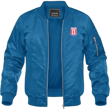 Men's Stoke City Soccer  Lightweight  Bomber Jacket Windbreaker Softshell Varsity Jacket Coat
