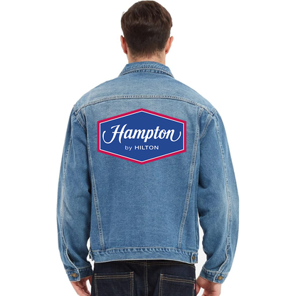 Men's Hampton by Hilton Vintage Distressed Denim Jacket Stylish Casual Jean Outerwear