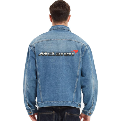 Men's Mclaren Vintage Distressed Denim Jacket Stylish Casual Jean Outerwear