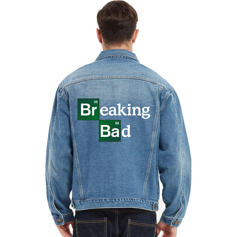 Men's Breaking Bad Vintage Distressed Denim Jacket Stylish Casual Jean Outerwear