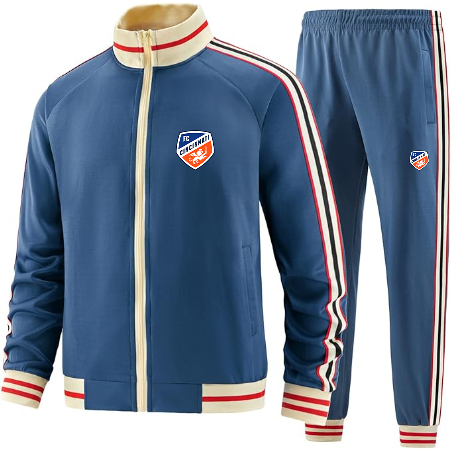 Men's FC Cincinnati Tracksuit with Bold Striped Accents and Zippered Front