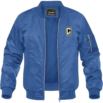 Men's Embroidered Columbus Crew Soccer Lightweight Bomber Jacket Windbreaker Softshell Varsity Jacket Coat