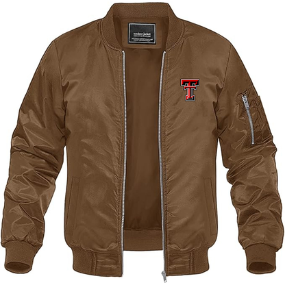 Men's Texas Tech Red Raiders  Lightweight Bomber Jacket Windbreaker Softshell Varsity Jacket Coat