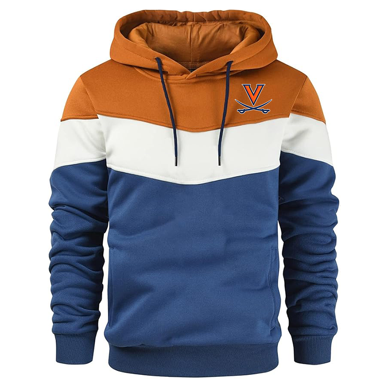 Men's  Virginia Cavaliers  Gesean  Novelty Color Block Pullover Fleece Hoodie Long Sleeve Casual