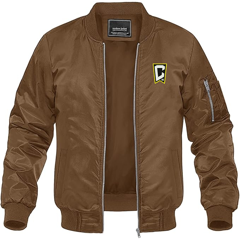 Men's Embroidered Columbus Crew Soccer Lightweight Bomber Jacket Windbreaker Softshell Varsity Jacket Coat