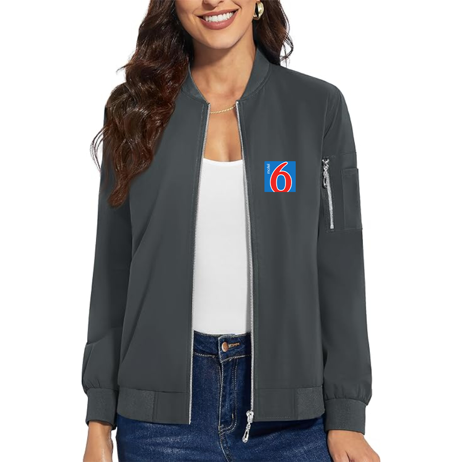 Women's Motel 6 Premium Bomber Jacket with Polished Detailing and Functional Sleeve Pocket Modern Luxury Outerwear