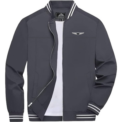 Men's Genesis Car Lightweight Zip-Up Bomber Jacket with Ribbed Collar and Cuffs Versatile Casual Outerwear