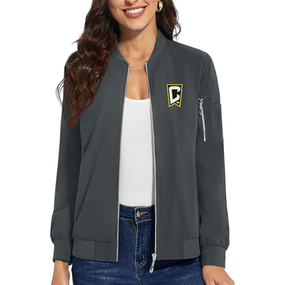 Women's Columbus Crew Soccer Embroidered  Premium Bomber Jacket with Polished Detailing and Functional Sleeve Pocket Modern Luxury Outerwear