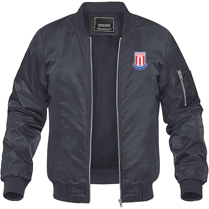 Men's Stoke City Soccer  Lightweight  Bomber Jacket Windbreaker Softshell Varsity Jacket Coat