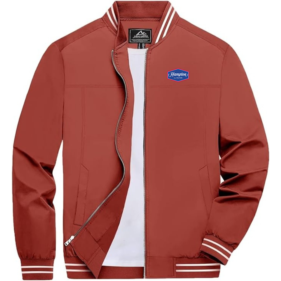 Men's Hampton by Hilton Lightweight Zip-Up Bomber Jacket with Ribbed Collar and Cuffs Versatile Casual Outerwear