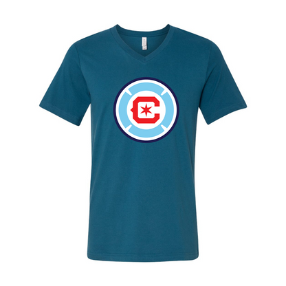 Men's Chicago fire Soccer BELLA + CANVAS - Jersey V-Neck T-Shirt