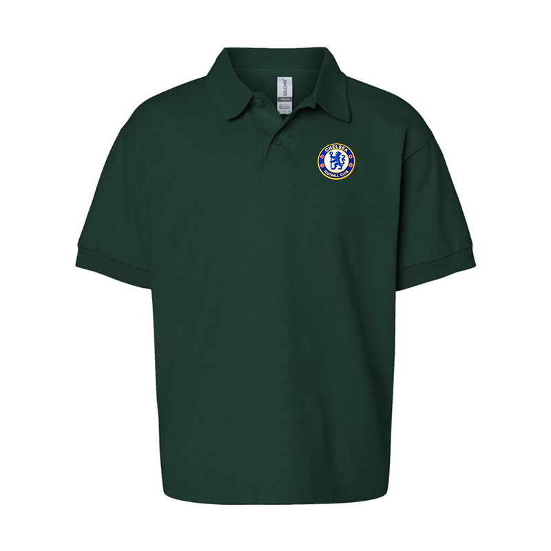Gildan Dry Blend Youth Embroidered Chelsea Football Club  Jersey Polo